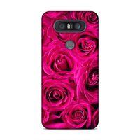 LG Q60 Kılıf Kirmizi Taze Guller Arka Kapak Silikon Koruma Full Koruyucu