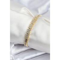 Pirinç VIP Seri Gold Renk Zirkon Taşlı Arpa Model Kadın Bileklik