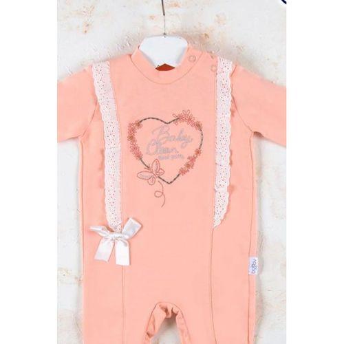 Love Kalp Nakışlı % 100 Pamuk Kız Bebek Tulumu