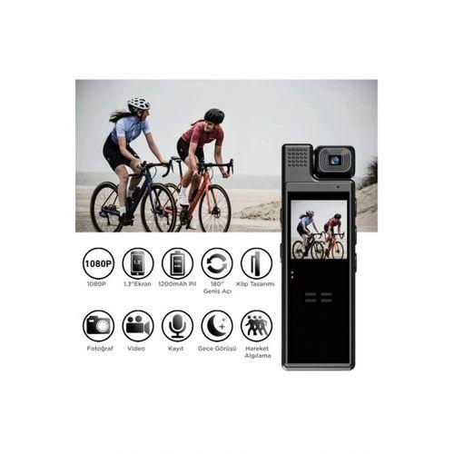 4k 180 Derece Vücut Kamerası Wifi Gece Görüşlü Aksiyon Kamerası