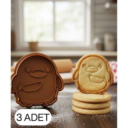 3Lü Mizah Temalı Penguen Kurabiye Kalıbı Çift Parça Hamur Kesici Şeker ve Oyun Hamuru İçin