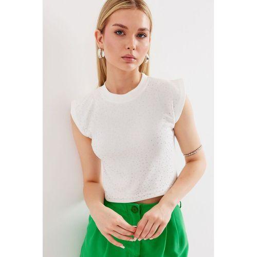 919 Halter Yaka Crop Bluz - Beyaz