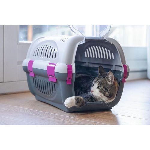 Beeztees Köpek veya Kedi Taşıma Kabı, Gri/Pembe, 51x34,5x33cm