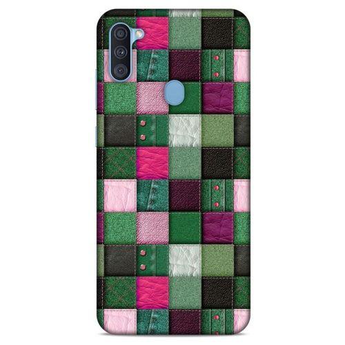 Samsung Galaxy A11 Kılıf Patchwork (34) Slim Armor Kılıf Yeşil Fuşya