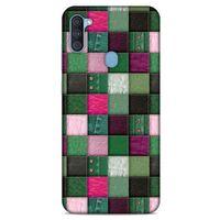 Samsung Galaxy A11 Kılıf Patchwork (34) Slim Armor Kılıf Yeşil Fuşya