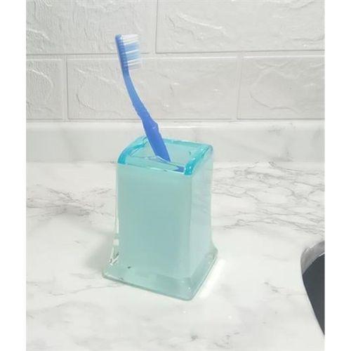 2 Adet Diş Fırçalık Buz Mavisi Akrilik 6X6X11Cm Banyo Seti