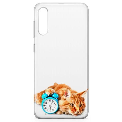 Samsung Galaxy A70s Kılıf Masa Saati Kedi Arka Kapak Koruma Desenli Full Koruyucu