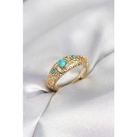 Vintage Model Mavi Taşlı Gold Renk Kadın Yüzük