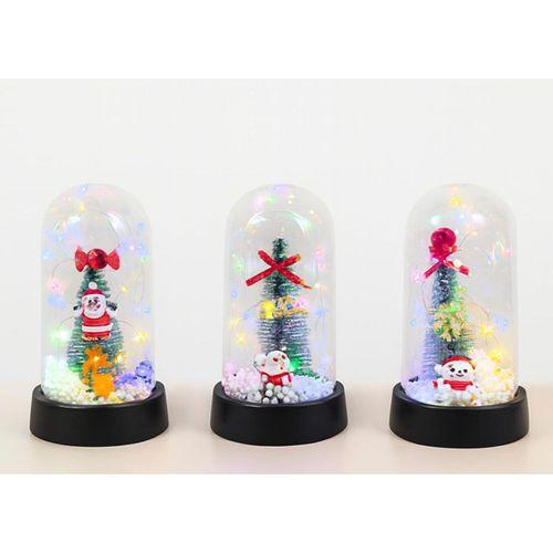 Yılbaşı Temalı Işıklı  Dekoratif Cam Fanus