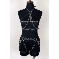 Deri Body Harness, Kadın Deri Fantezi Giyim - Brf1084