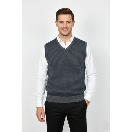Erkek V Yaka Süveter Çelik Örgü Regular Kalıp BGL-ST04840