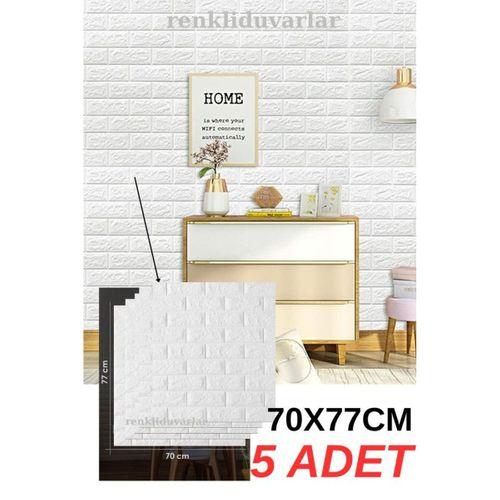 5 Adet 70cmx77cm  2,5m2 Beyaz Kendinden Yapışkanlı Duvar Paneli Kağıdı