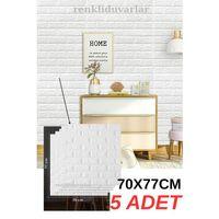 5 Adet 70cmx77cm  2,5m2 Beyaz Kendinden Yapışkanlı Duvar Paneli Kağıdı