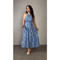 Kadın Omuzlardan Açık Boyundan Geçmeli Desenli Süprem Bluz