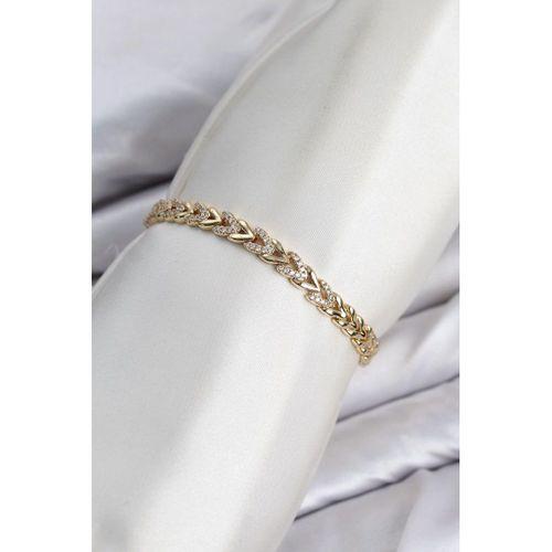 CM Model Zirkon Taşlı VIP Seri Gold Renk Pirinç Kadın Bileklik