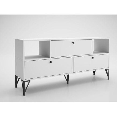 Wood'n Love Mia 160 Cm Metal Ayaklı Tv Ünitesi - Konsol - Beyaz / Siyah
