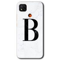 Potkal Hediye Fabrikası Xiaomi Redmi 9c Kılıf HD Desen Baskılı Arka Kapak - Beyaz Mermer Desenli B Harfi