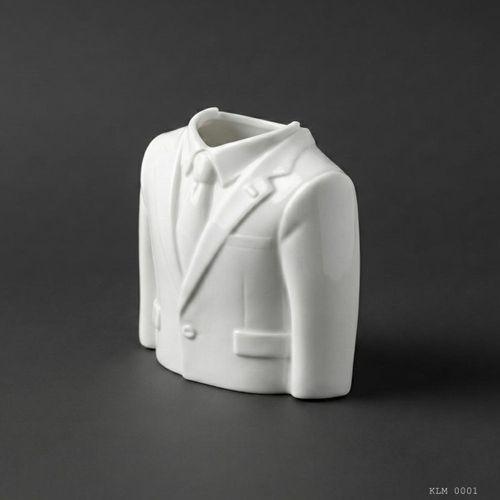 Beyaz Ceket Formlu Kravatlı Makyaj Fırçalığı Masaüstü Kozmetik Düzenleyici