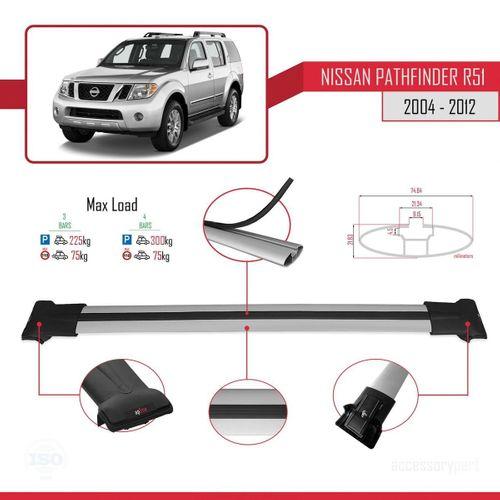 Nissan Pathfinder (R51) 2004-2012 Arası ile Uyumlu FLY Model Ara Atkı Tavan Barı GRİ 3 ADET BAR