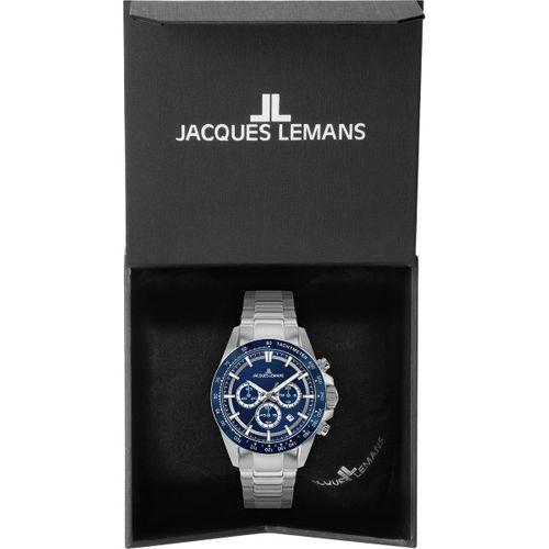 Jacques Lemans 1-2207C Liverpool Chronograph Quartz Çelik Gri Mavi Kadran 20 ATM 43 mm Erkek Kol Saati