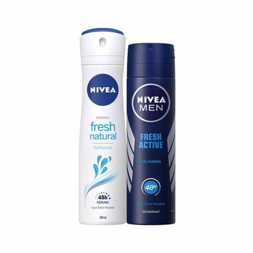 Nivea Fresh Natural Kadın Sprey Deodorant 150 ML+ Men Fresh Active Erkek Sprey Deodorant 150 ML