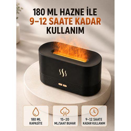 180 Ml Alev Efektli Aroma Difüzörü Ultrasonik Buharlı Aromaterapi Cihazı