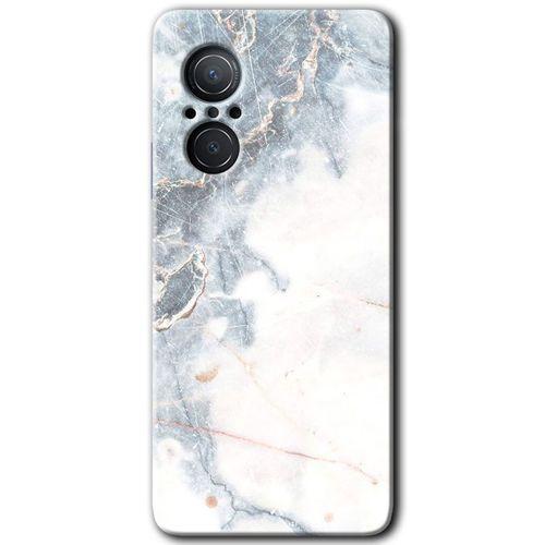 MRCİLETİSİM Huawei Nova 9 SE Kılıf HD Desen Baskılı Arka Kapak+Temperli Cam - White Marble