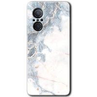 MRCİLETİSİM Huawei Nova 9 SE Kılıf HD Desen Baskılı Arka Kapak+Temperli Cam - White Marble