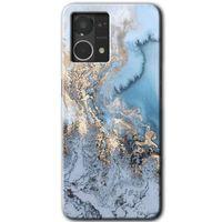 MRCİLETİSİM Oppo Reno 7 4G Kılıf HD Desen Baskılı Arka Kapak+Temperli Cam - Eski Mermer