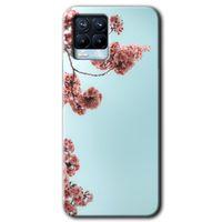 MRCİLETİSİM Realme 8 Pro Kılıf HD Desen Baskılı Arka Kapak + Temperli Cam - Japon Çiçeği