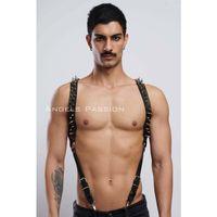 Çivi Detaylı Erkek  Göğüs Harness, Erkek  Clubwear, Deri Erkek  Harness - Brfm203