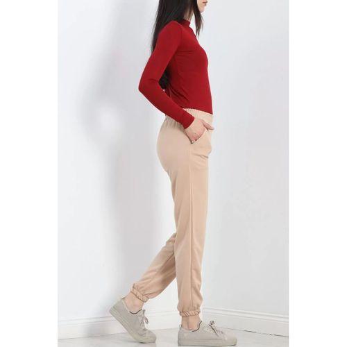pilelistore Paça Lastikli İki İplik Eşofman Altı Bej