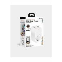 Tekli Yüksek Voltaj Korumalı Duvar Prizi 2x Type-c 1x Usb Çıkışlı Priz Grup Priz Çoğaltıcı Beyaz