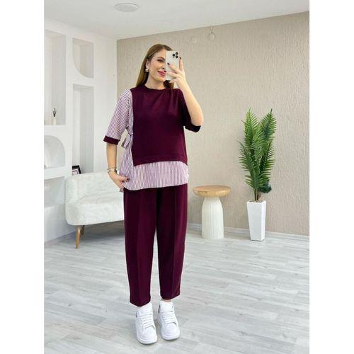Kadın Kristal 2 Iplik Kumaş Yanları çizgili Takım