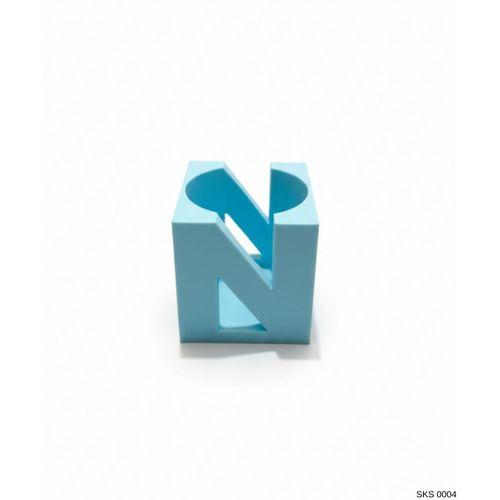 Mavi Harf Şeklinde Mini Dekoratif Saksı Kişiye Özel Baş Harf Tasarım Masaüstü Ofis Dekoru 7 Cm