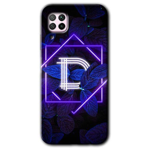 Potkal Hediye Fabrikası Huawei P40 Lite Kılıf HD Desen Baskılı Arka Kapak - Dark Neon Yaprak D Harfi