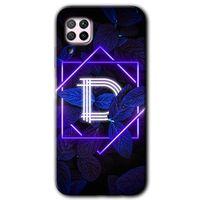 Potkal Hediye Fabrikası Huawei P40 Lite Kılıf HD Desen Baskılı Arka Kapak - Dark Neon Yaprak D Harfi