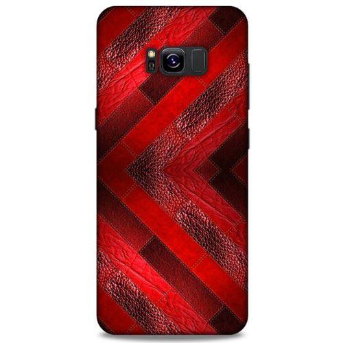 Samsung Galaxy S8 Plus Kılıf Patchwork (28) Arka Kapak Kırmızı Siyah