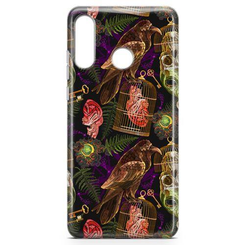 Huawei P30 Lite Kılıf Tarot Gotik Kuzgun Arka Kapak Koruma Desenli Full Koruyucu
