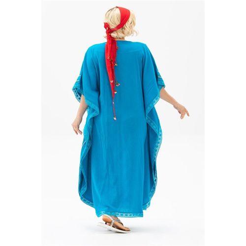 Kısa Kol Şile Bezi Gülseren Uzun Yazlık Otantik Elbise Turkuaz Trkz