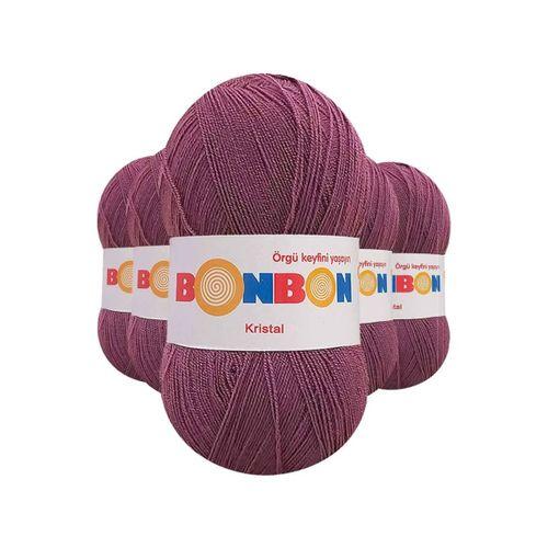 5 Adet Kristal El Örgü Lif İpi Koyu Gül Kurusu 98303 - bonbon mudanis