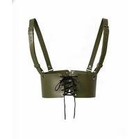 Haki Deri Kadın Elbise Kemeri, Omuzdan Askılı Elbise Kemeri - Brf1429