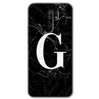 Xiaomi Redmi 9 HD Baskılı Kılıf + 9D Tam Ekran Koruyucu - Siyah Mermer Desenli G Harfi