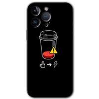 Potkal Hediye Fabrikası Potkal Hediye Fabrikası iPhone 14 Pro Max Kılıf HD Desen Baskılı Arka Kapak - Temperli Cam - Coffee Battery
