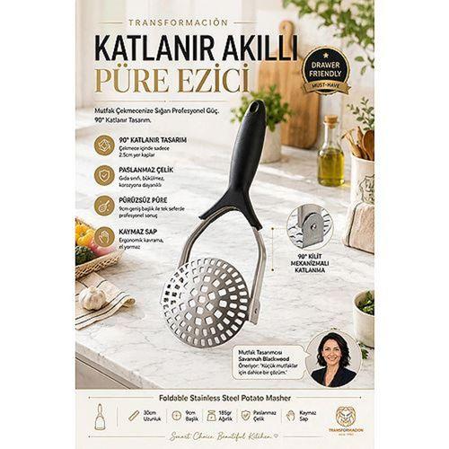 Katlanabilir Patates Ezici Kolay Saklanabilir Çekmece İçi Akıllı Püre Aparatı Paslanmaz Çelik 723539