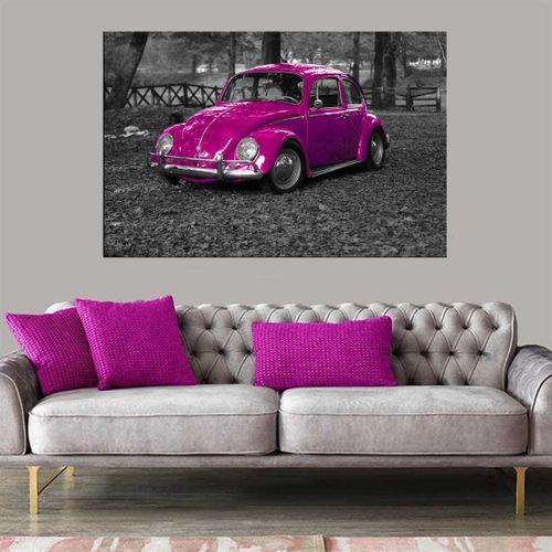 Dekoratif Baskı Pembe Volkswagen Kanvas Tablo