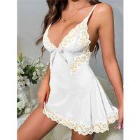 Beyaz Dantel İşlemeli İnce Askılı Likralı Fantezi Tül Gecelik