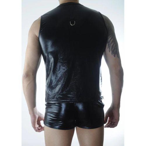 Erkek Siyah Lame Fermuarlı Tank Top Giyim