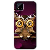 Realme C11 Kılıf HD Desen Baskılı Arka Kapak - Owl Bird Branch + Kırılmaz Cam