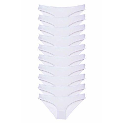 10 adet Süper Eko Set Likralı Kadın Slip Külot Beyaz